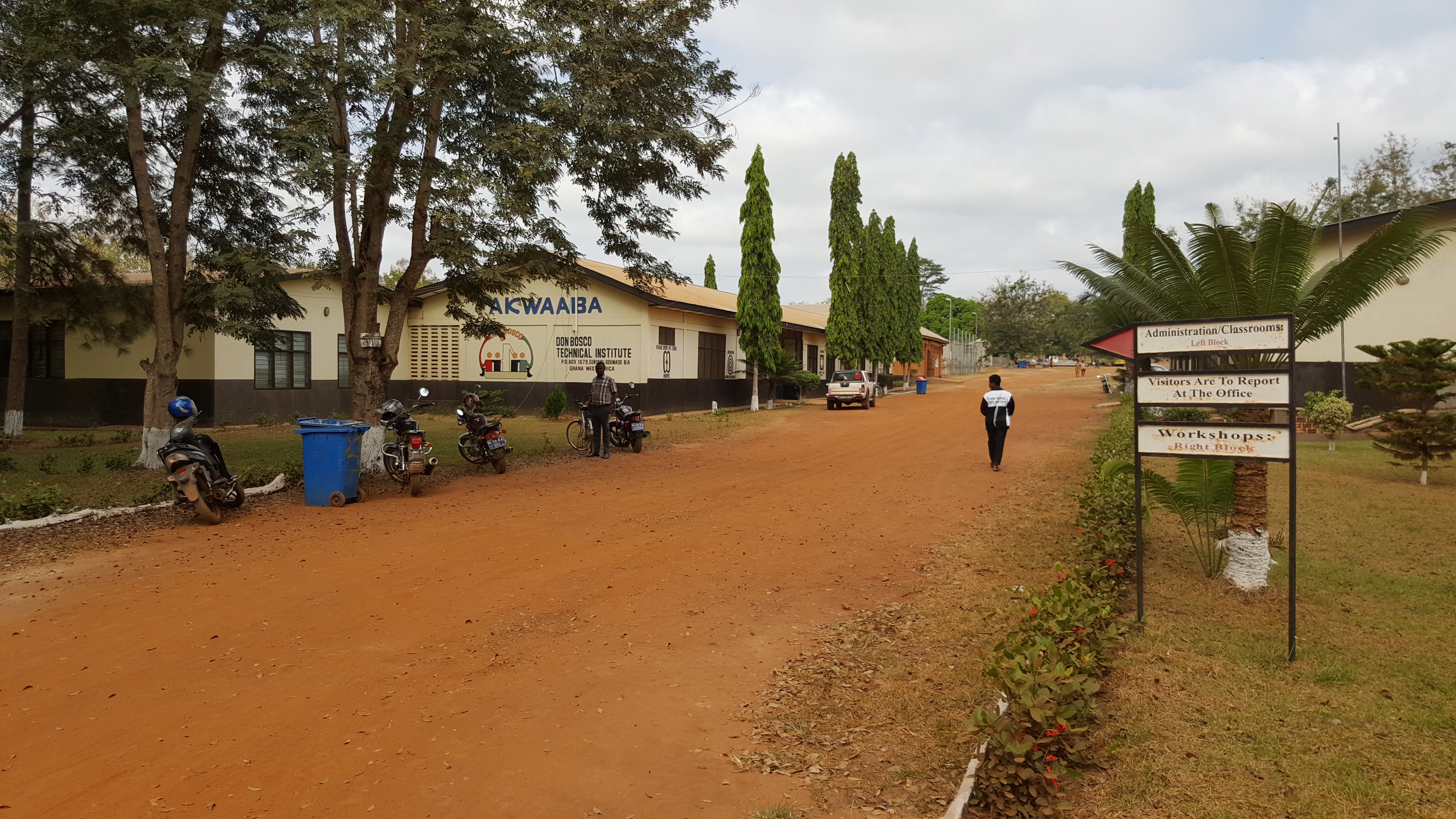 Panoramic view of Don Bosco Technical Institute Odumase campus and workshop buildings
