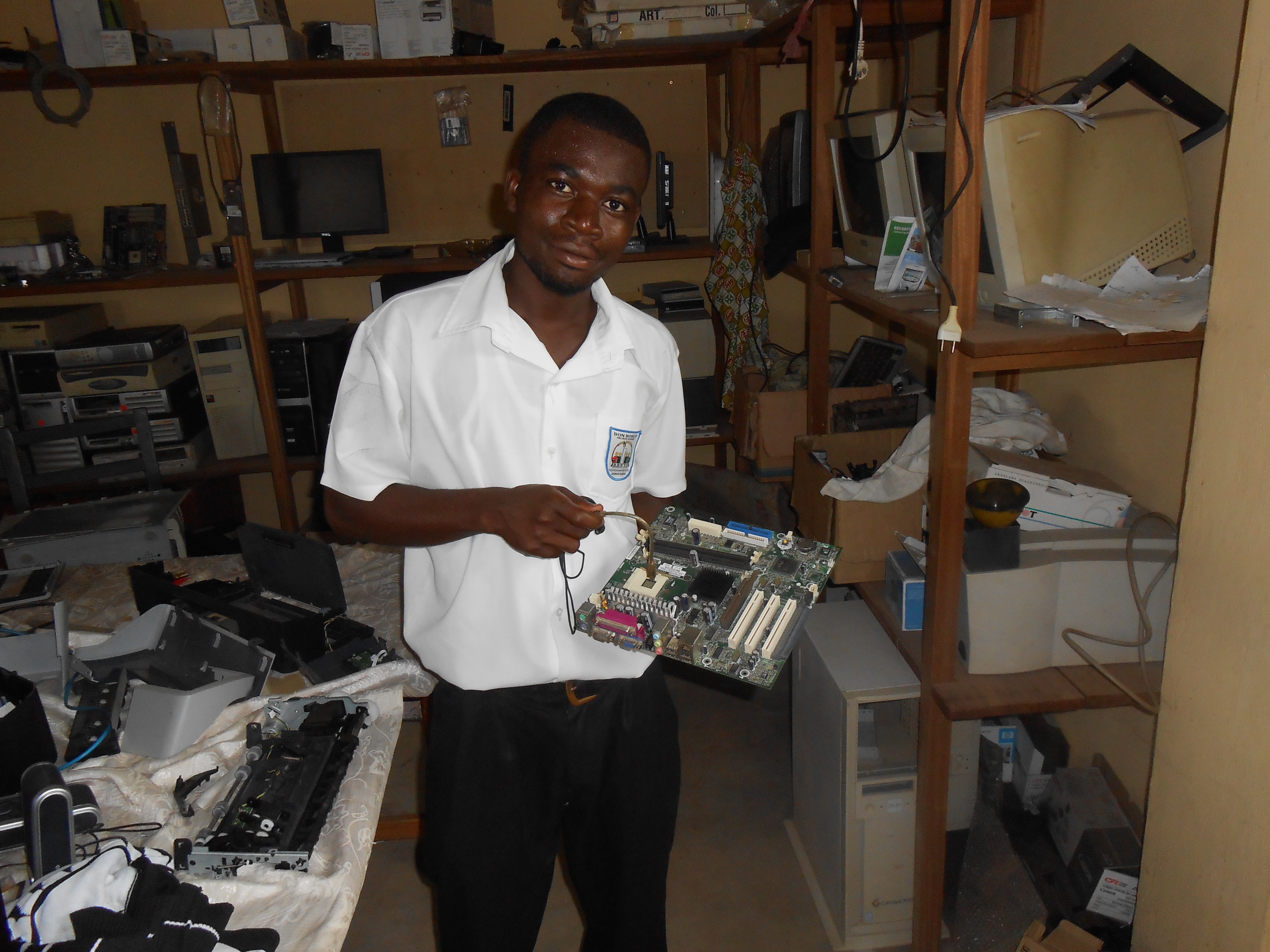 Students testing electronic circuitry and automation systems in the modern electronics lab